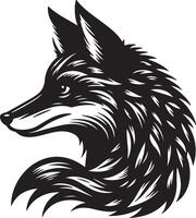 A black and white image of a fox head vector