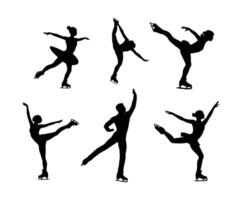 Simple Ice Skating Silhouettes Template vector
