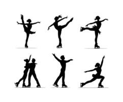 Ice Skating Silhouettes for Winter Design Template vector