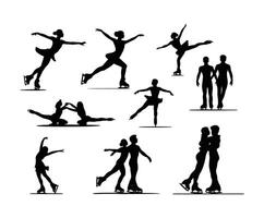 Ice Skating Silhouettes Collection Template vector