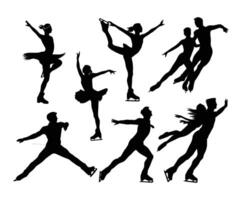 Ice Skating Jump and Spin Silhouettes Template vector