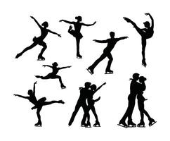 Minimalist Ice Skating Silhouettes Set vector