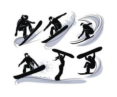 Collection of Sharp Snowboarder Silhouettes vector