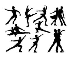 Gliding Ice Skating Silhouettes Set vector