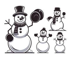Decoration Snowman Silhouette Template Set vector