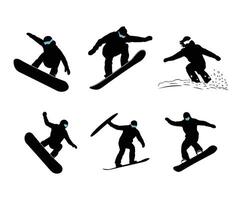 Snowboarder Jump and Carve Silhouette Template vector
