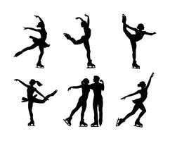 Ice Skating Silhouettes Art Template vector