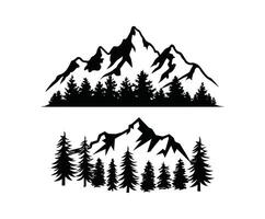 Snowy Mountain Range Silhouette Set vector