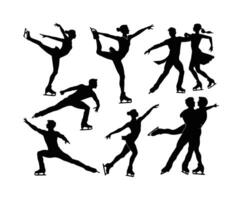 Ice Skating Movement Silhouettes Set vector