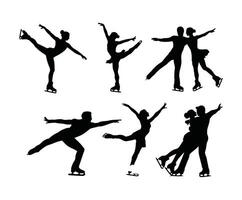 Dynamic Ice Skating Poses Template vector
