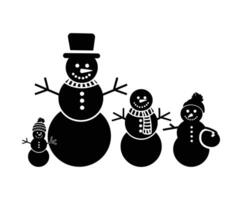 Collection of Snowman Silhouettes vector