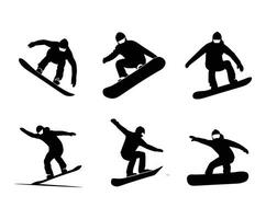 Snowboarder Silhouette Collection Template vector