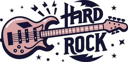 Hard Rock Electric Guitar Illustration with Dynamic Lightning and Bold Typography vector