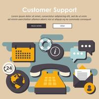 Business customer care service concept. Flat website banner for contact us, support, help, phone call and website click. Flat illustration vector