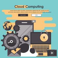 Cloud computing website banner. Flat illustration vector