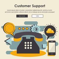 Business customer care service concept. Flat website banner for contact us, support, help, phone call and website click. Flat illustration vector