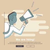 We are hiring banner. Find the right person for the job concept. Hiring and recruiting new employees. Flat design vector