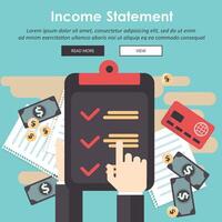 Invoice. Financial calculations. Working process. Businessman hands, calculator, financial reports, money, coins, pen. Top view. Illustration in flat design on green background vector
