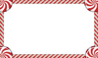 Rectangle candy cane frame with red and white striped lollipop pattern. illustration vector