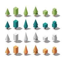 Isometric tree set. Tree isometric set elements. Isometric trees elements for landscape design. Park element set vector