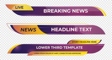 Lower third banner. Broadcast news lower third banner template design. Lower third bar template for breaking news. headline title vector
