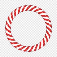 Candy cane frame with red and white striped. Circle frame with striped candy lollipop pattern. Winter ornament decoration. illustration vector