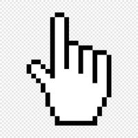 Pixel hand cursor icon. Hand clicking icon. Finger cursor icon. Cursor icon. hand pointer vector