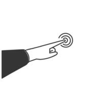 a hand pointing to a button with a circle on it vector