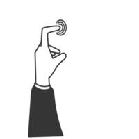 a hand holding a finger pointing to a button vector