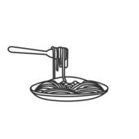 spaghetti with fork and spoon icon illustration vector