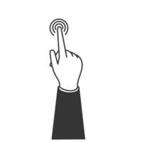 a hand holding a finger pointing to a touch screen vector