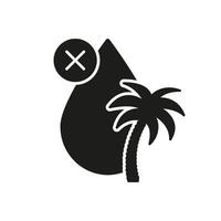 No Palm Oil Silhouette Icon. Prohibition of Palm Oil Usage with Palm Tree and Cross Symbol. Environmental Concerns Isolated Illustration vector