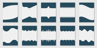 Set of Separator Shapes. Abstract Curve Lines, Wave Frame for Web Page. Template Divider Header for App, Banners or Posters. Isolated Illustration vector