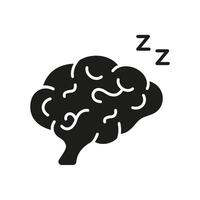 Brain And Sleep ZZZ Silhouette Icon. Mental Rest And Relaxation Glyph Symbol. Restful Brain. Isolated Illustration vector