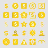 collection of dollar shaped icons with various shapes vector