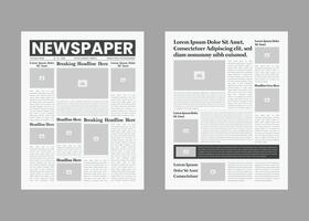 The Daily Newspaper magazine with text and picture placeholder layout template vector