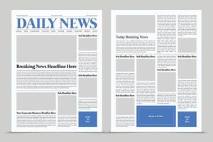Vintage newspaper design template or newspaper layout template and the daily news layout design, newsletter template or vintage newspaper design template vector