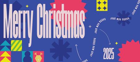 Merry Christmas and Happy New Year 2025 Modern Geometric Design for Festive Celebrations Abstract New Trendy Design Style vector