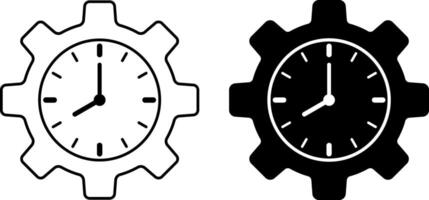 gear clock time management icon set vector