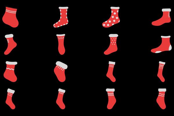 Simple Christmas Stocking Illustration Design Set