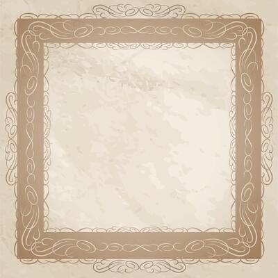 Parchment texture with calligraphic decor background. Vintage swirl line drawin vignette frame