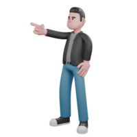 Creative 3D Model. A male screenwriter stands with his left hand on his hip and his right hand pointing forward. Screenwriter Character png