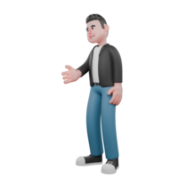 Creative 3D Cartoon Cameraman Artwork in Design Style. A male cameraman with one hand extended forward to shake hands, a smiling expression . Illustration png