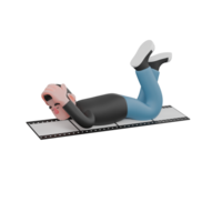Cameraman Artwork in Creative 3D Cartoon Design Style. A Male Cameraman lying face down on a film still with both hands covering his head, expression of not wanting to be disturbed . Illustration png