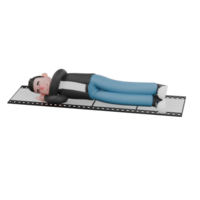 3D Creative Cartoon Cameraman Artwork Design Style Model. A Male Cameraman sleeping on his side on a film photo with his hand under his cheek, expression of comfort or calm . Illustration png