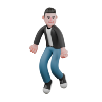 Cameraman Artwork in Creative 3D Cartoon Design Style. A Male Cameraman walks with both hands clenched forward, a wide smiling expression . Illustration png