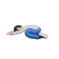Cartoon Editing 3D Model Illustration. A male editor stands sitting on his knees, the body bends forward and both hands are straight in front. Design Character png