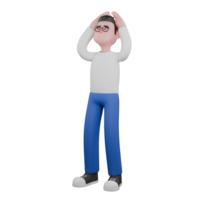 Cartoon Illustration Design of Editor 3D Character. A Male Editor stands with both hands on his head, eyes closed, a frustrated expression . Professional Model png