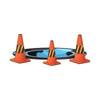 traffic cones block the potholes illustration vector