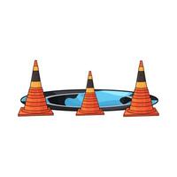 illustration of traffic cones block the potholes vector
